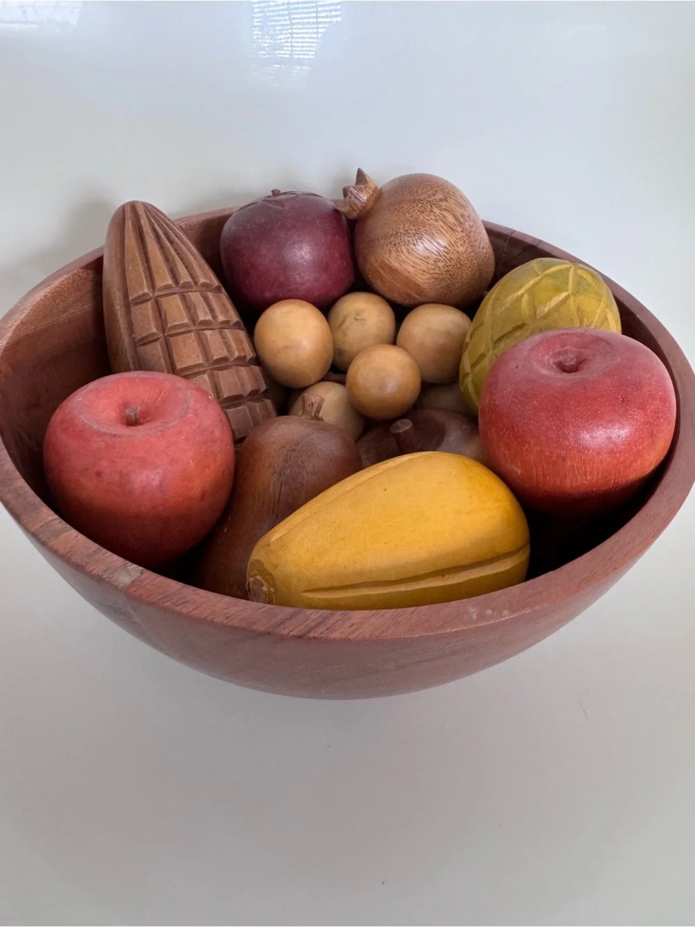 Vintage Wood Fruit Bowl Set Rustic Luxe Artisan Curated Heirloom Kitchen Decor